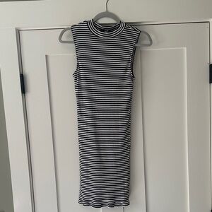Kensie Black and White Striped Midi Dress